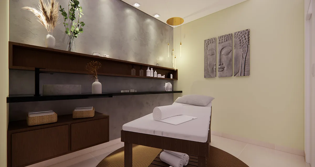 Sala de massagem — ambiente reservado para relaxamento