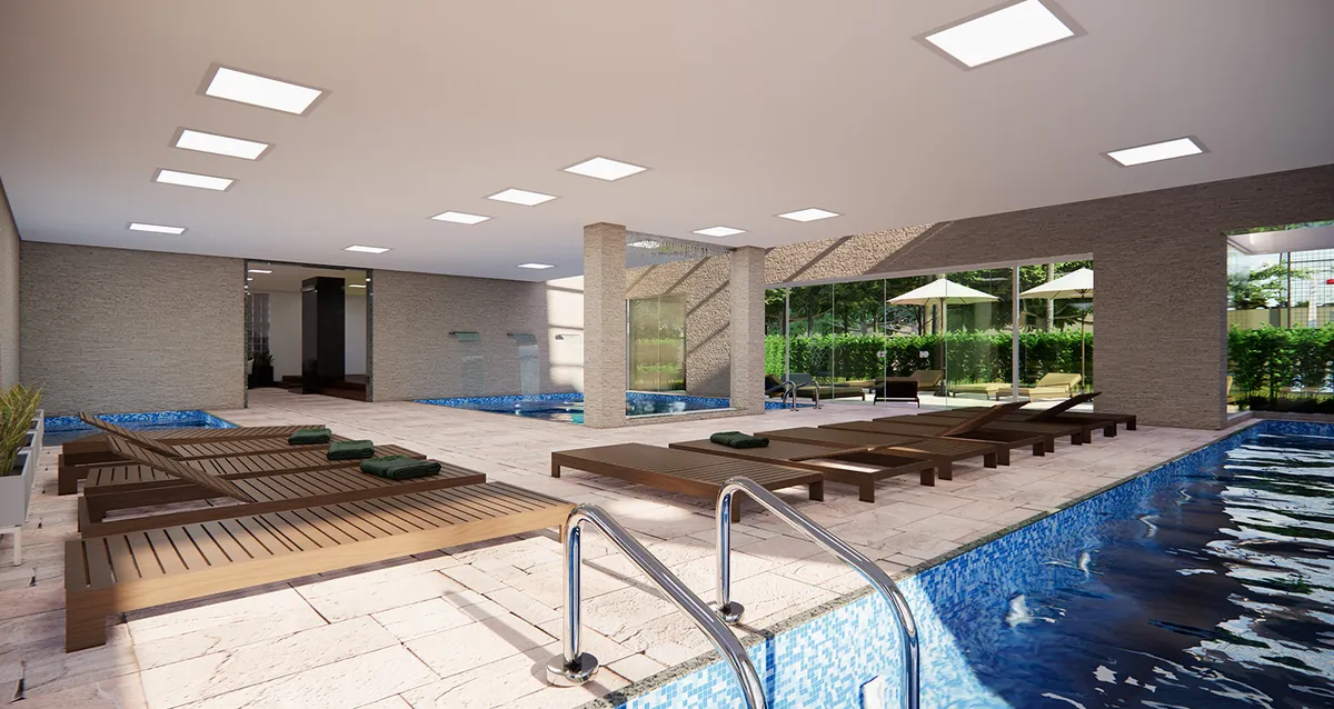 Piscina aquecida coberta — lâmina adulto e infantil, aberta o ano inteiro
