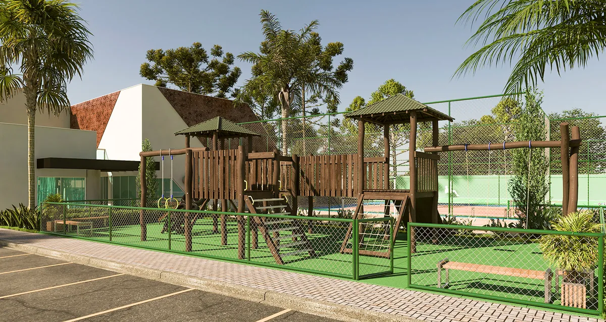 Playground — estrutura de madeira ao ar livre
